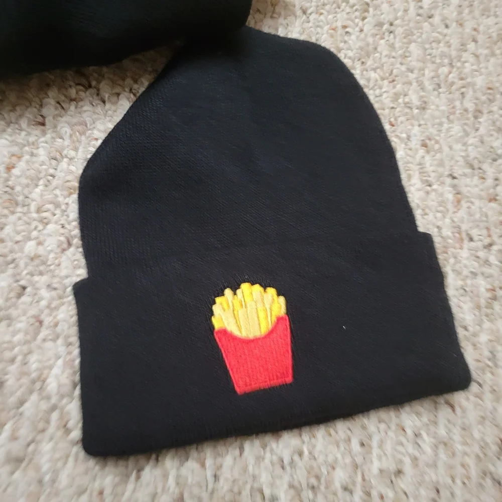 Couples Matching Beanie Hat Burger Fries Valentine Gift Set of 2 NEW Adult - Picture 4 of 12